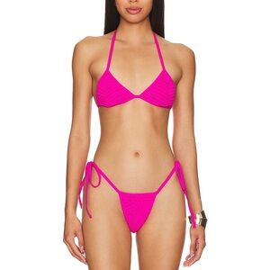 Frankie’s Bikinis Pink Triangle Bikini with Adjustable Side Ties
